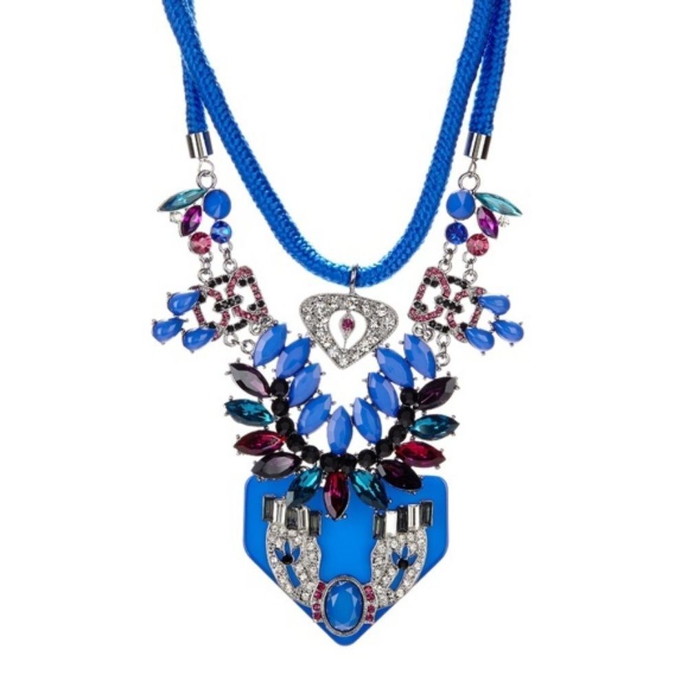T&J Designs Luxe Jewel Tone Blue Deco Necklace
